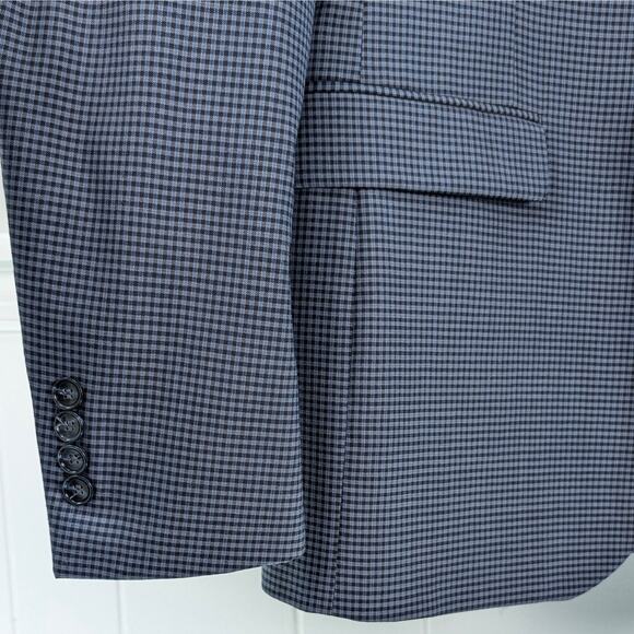 Kenneth Cole New York Sport Coat Blazer Suit Jacket Wool Blue Checked 42L EUC - Picture 7 of 16